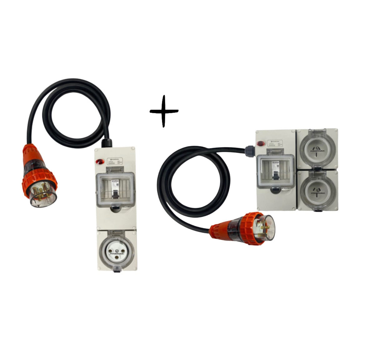 32A 3 Pin to 2 x 15A 3 Pin Board + 32A 5 Pin to 32A 3 Pin Adapter