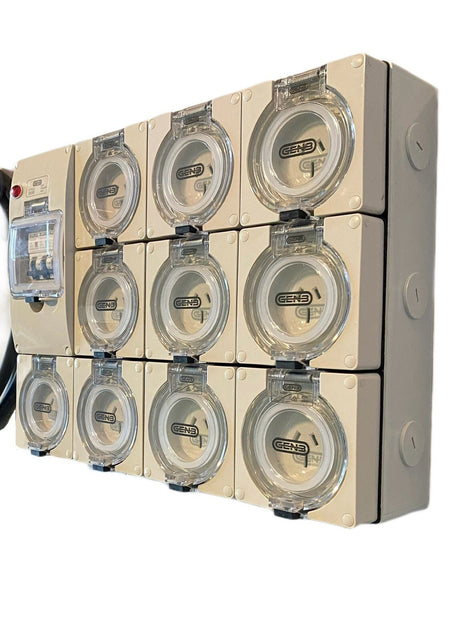 Portable Power board adapter 32 Amp 3 phase 5 pin to 10 x 15A 240v RCBO outlets