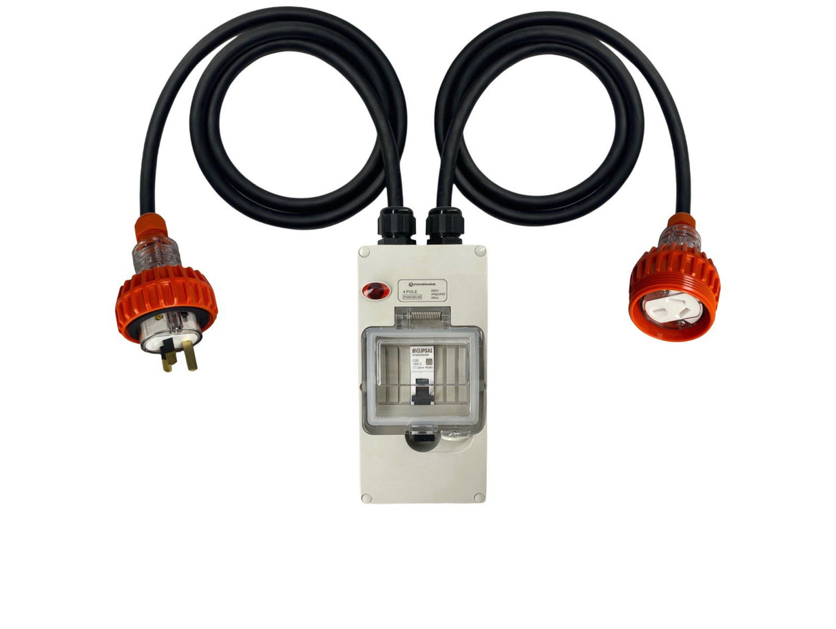 Power Adapter 10 Amp 3 Pin Single Phase - 20 Amp Flat 3 pin Single Phase Socket