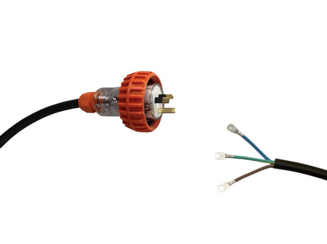Appliance Lead 10 Amp 3 Pin Flat Single Phase Plug with Bootlace Pins/or Lugs
