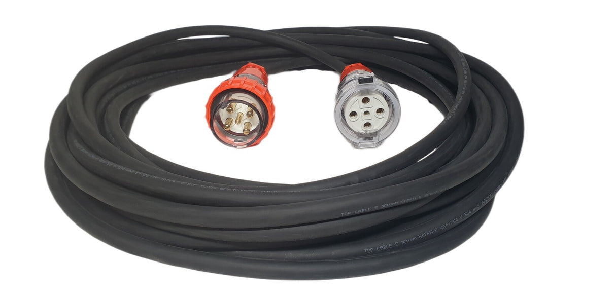 10 Amp 50m Extension Lead, 3 Phase, 5 pin, 415V 10A Heavy Duty Cable 3ph