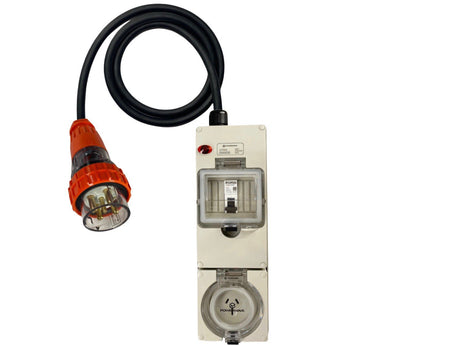 Power Adapter 32 Amp 5 Pin Three Phase to 15 Amp 3 Pin Single Phase outlet