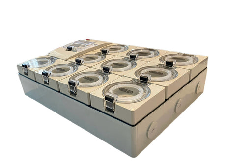 Portable Power board adapter 32 Amp 3 phase 5 pin to 10 x 15A 240v RCBO outlets