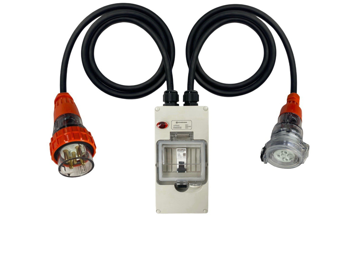 Power Adapter 32 Amp 5 Pin Three Phase to 20 Amp round 3 pin Single Phase Socket