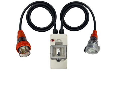 Power Adapter 32 Amp 5 Pin Three Phase to 20 Amp round 3 pin Single Phase Socket