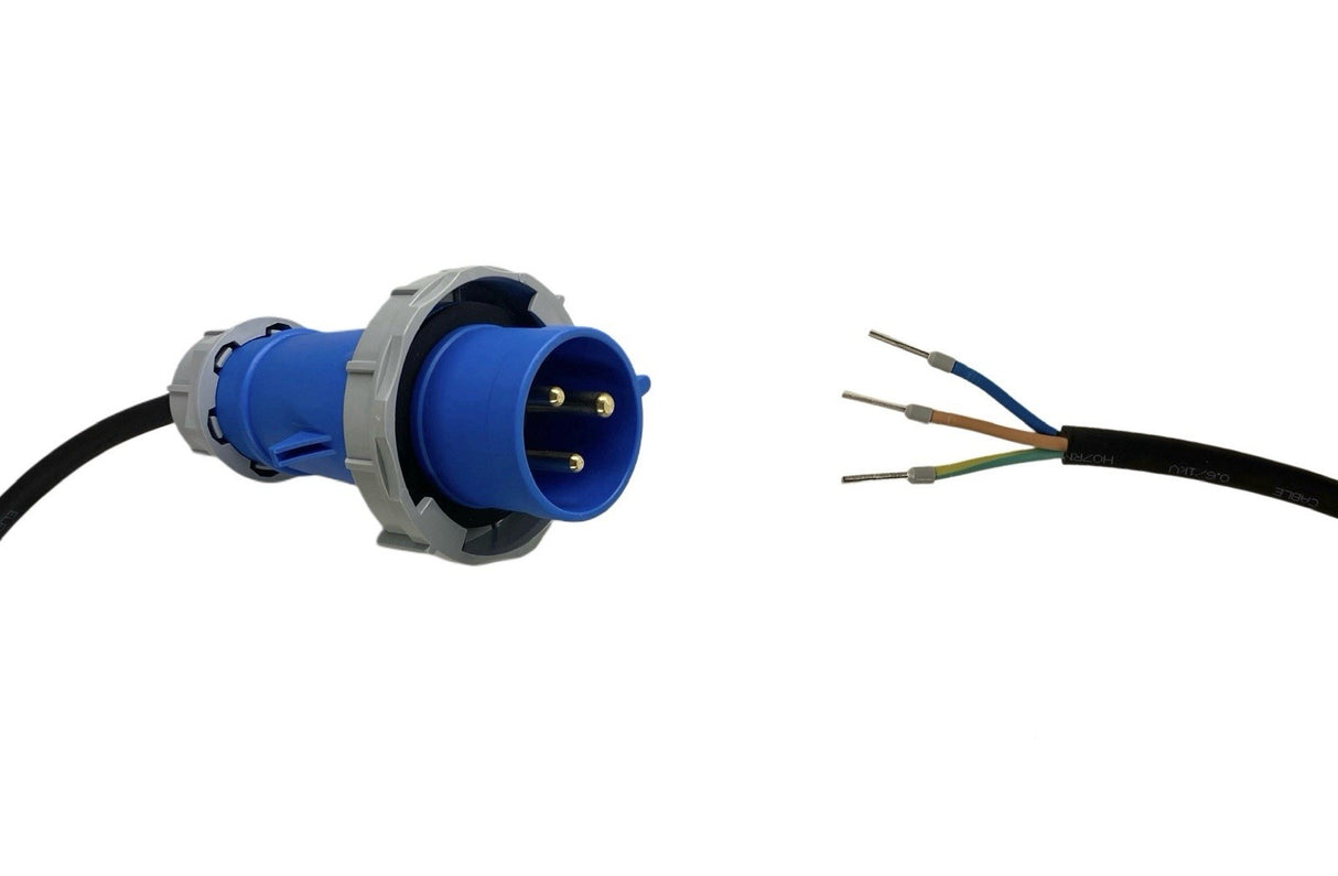 Appliance Lead CEEform 32 Amp 3 Pin Single Phase Plug with Bootlace Pins/or Lugs