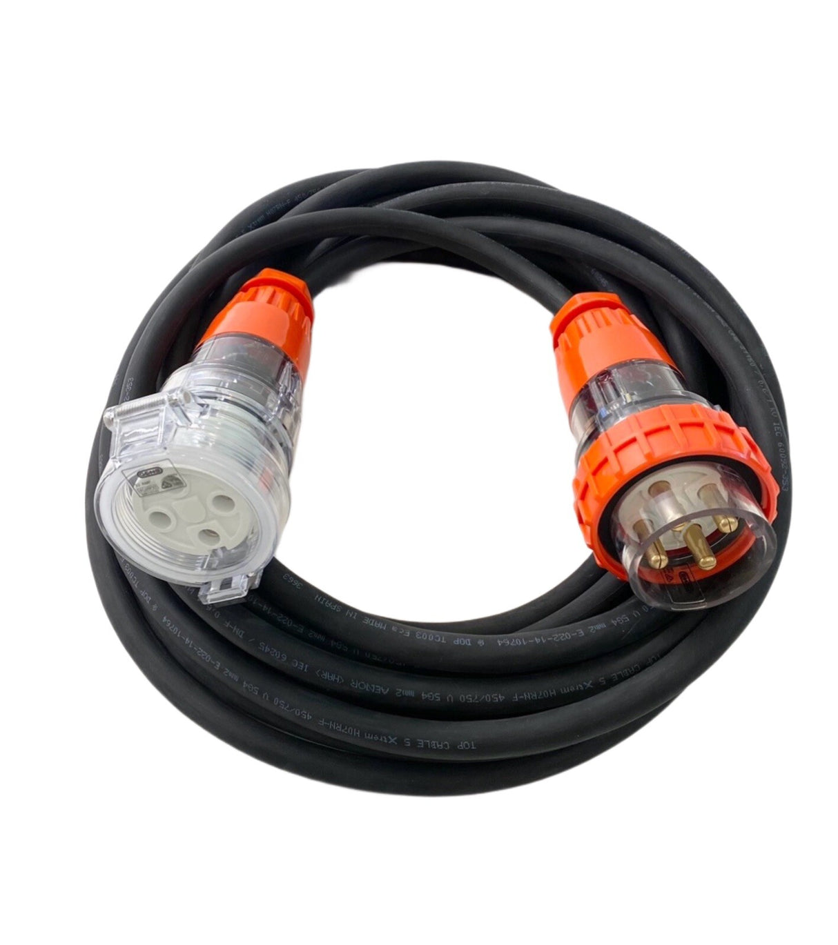40 Amp 7m Extension Lead, 3 Phase, 4 pin, 415V 40A Heavy Duty Cable 3ph