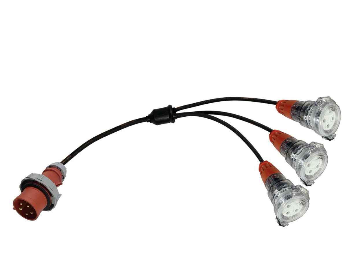 Splitter Lead Adapter CEEform 32 Amp 5 Pin to 3 x 32 Amp 3 Pin Single Phase