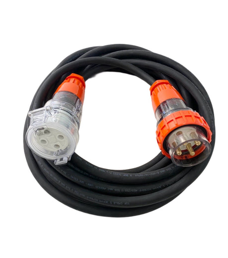 40 Amp 10m Extension Lead, 3 Phase, 4 pin, 415V 40A Heavy Duty Cable 3ph