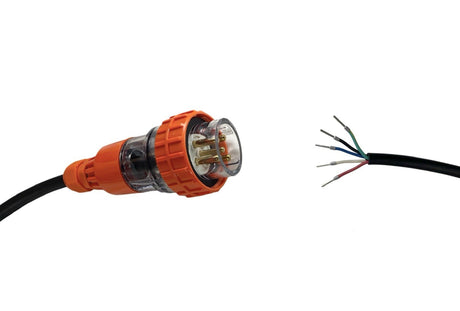 Appliance Lead 10 Amp 5 Pin Round Three Phase Plug with Bootlace Pins/or Lugs