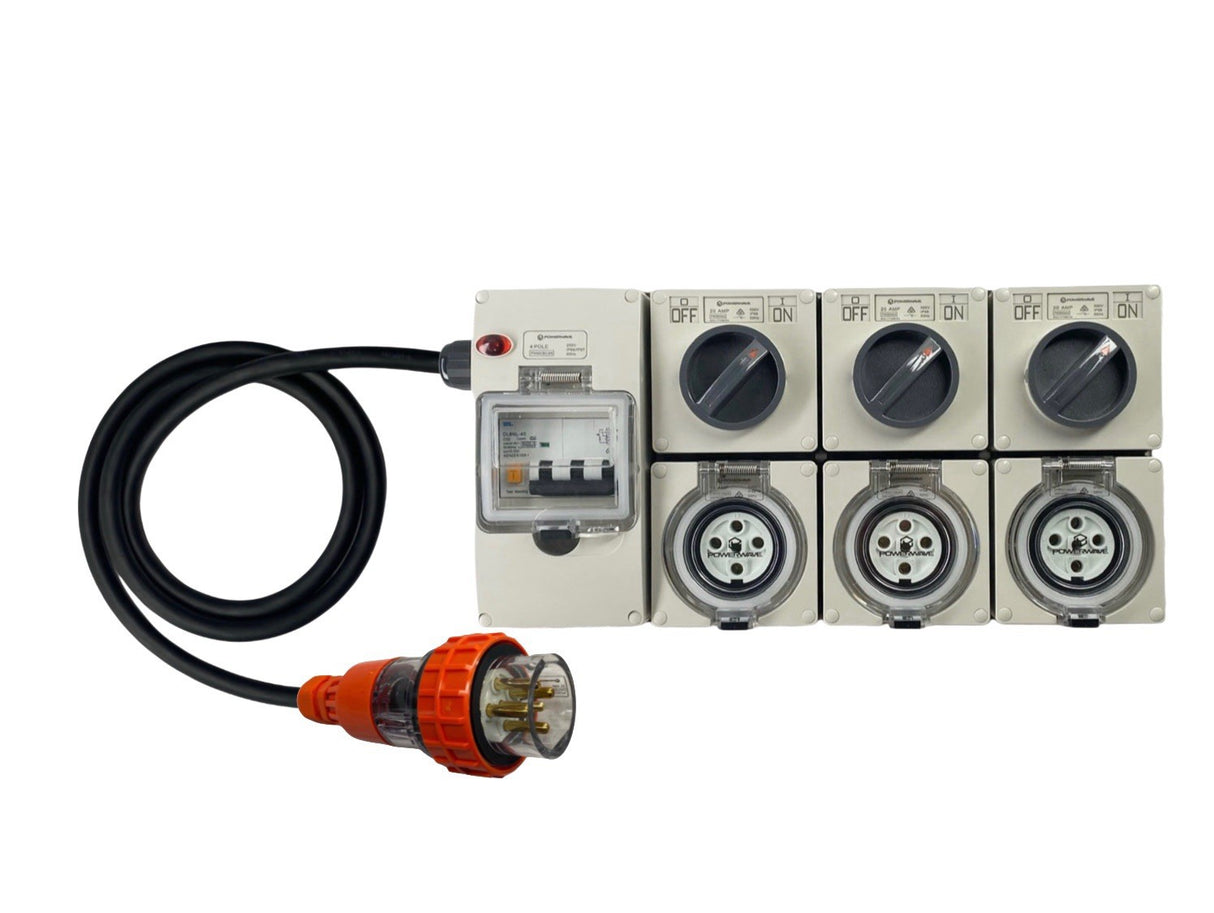 Power Board 20 Amp 5 Pin Three Phase to 3 x 10 Amp 5 pin Three Phase outlets