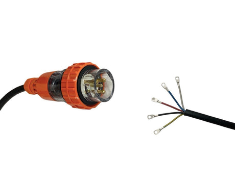 Appliance Lead 20 Amp 5 Pin Round Three Phase Plug with Bootlace Pins/or Lugs