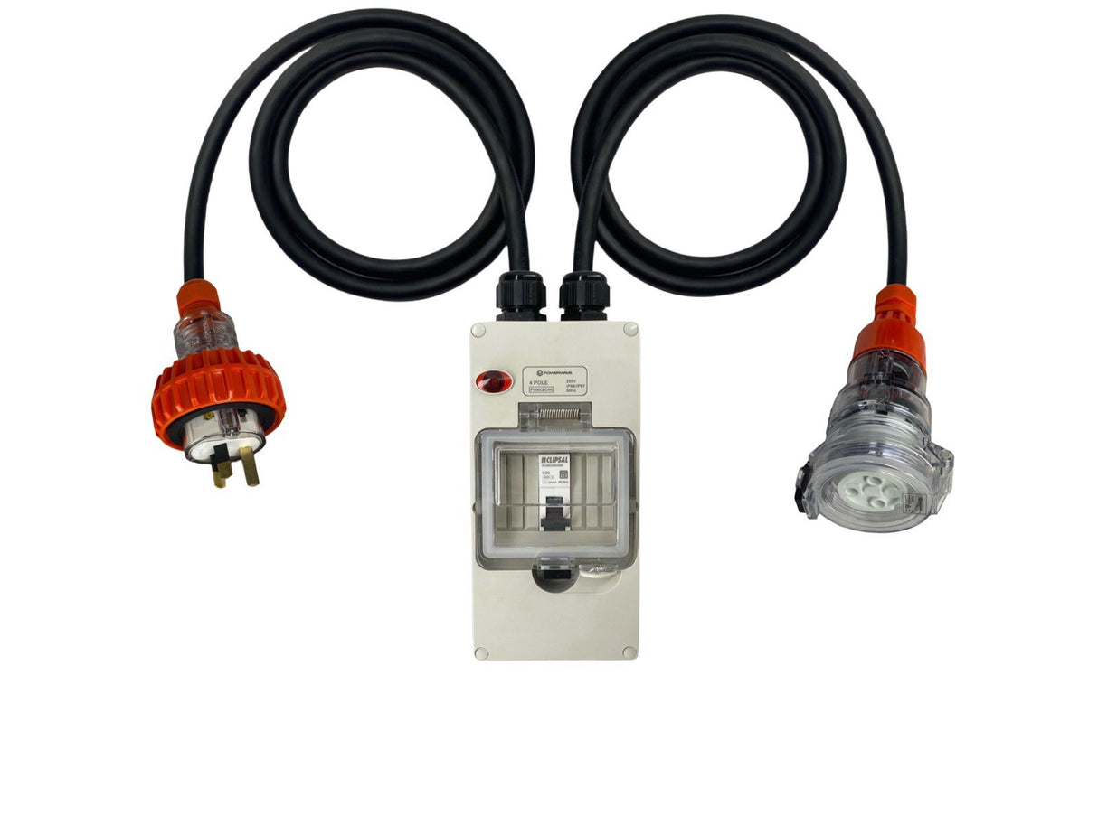 Power Adapter 10 Amp 3 Pin Single Phase - 20 Amp Round 3 pin Single Phase Socket