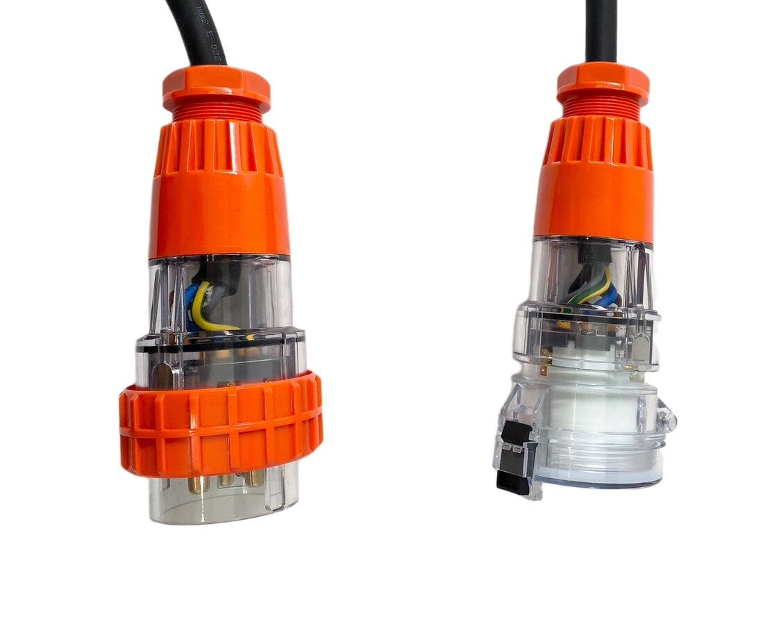 32 Amp 1m Extension Lead, 3 Phase, 4 pin, 415V 32A 4.0mm² 1mt Cable 3Ph