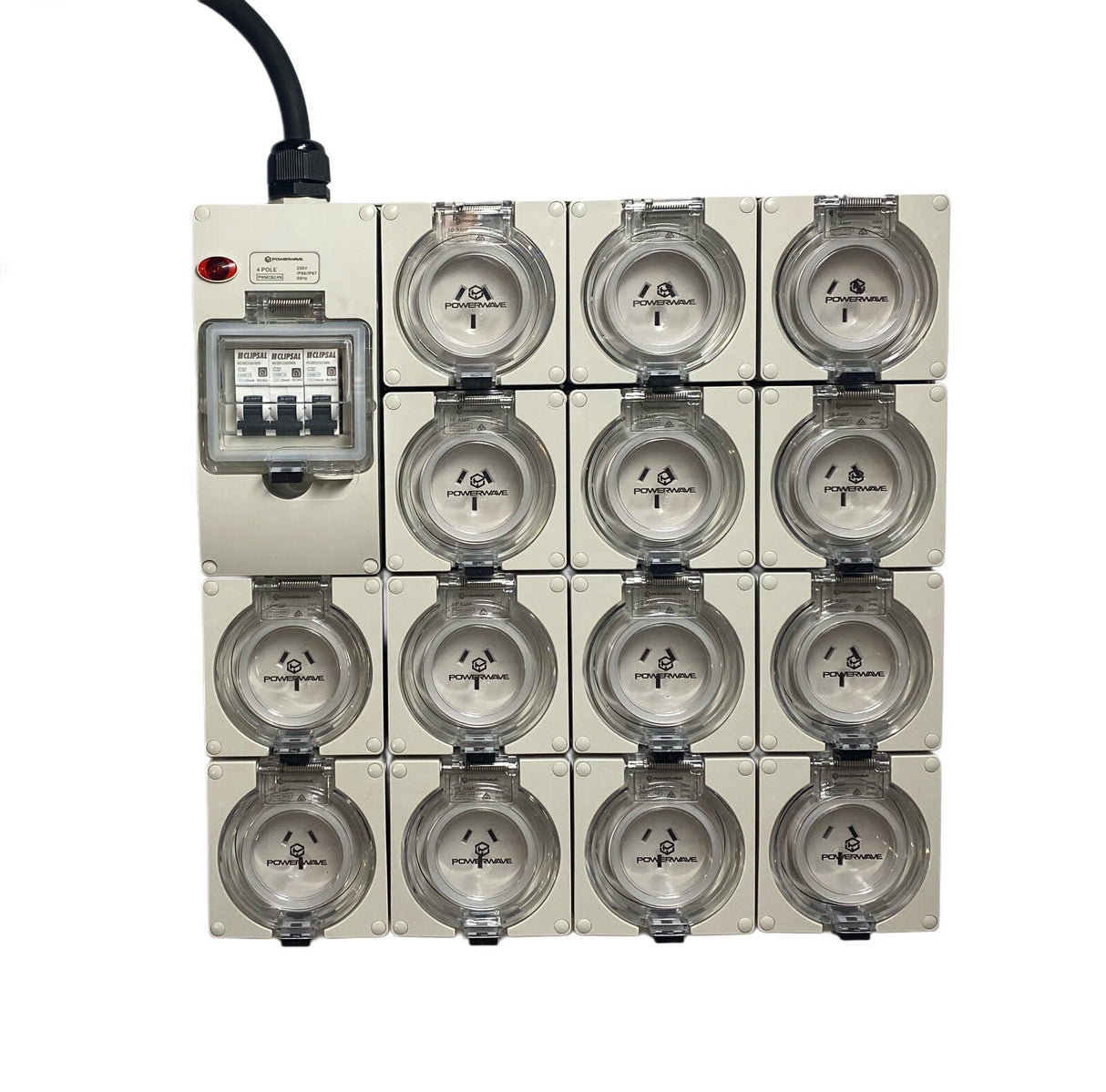 Portable Power board adapter 32 Amp 3 phase 5 pin to 14 x 10A 240v RCBO outlets