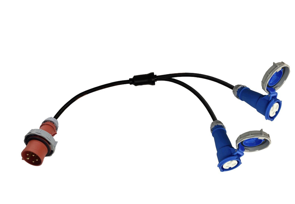 Splitter Lead Adapter CEEform 32 Amp 5 Pin to 2 x CEEform 32 Amp 3 Pin 240V