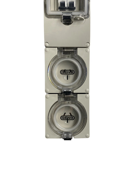 Portable Power board 32 Amp 1 phase 3 pin supply to 2 x 240v 15 Amp RCBO outlets