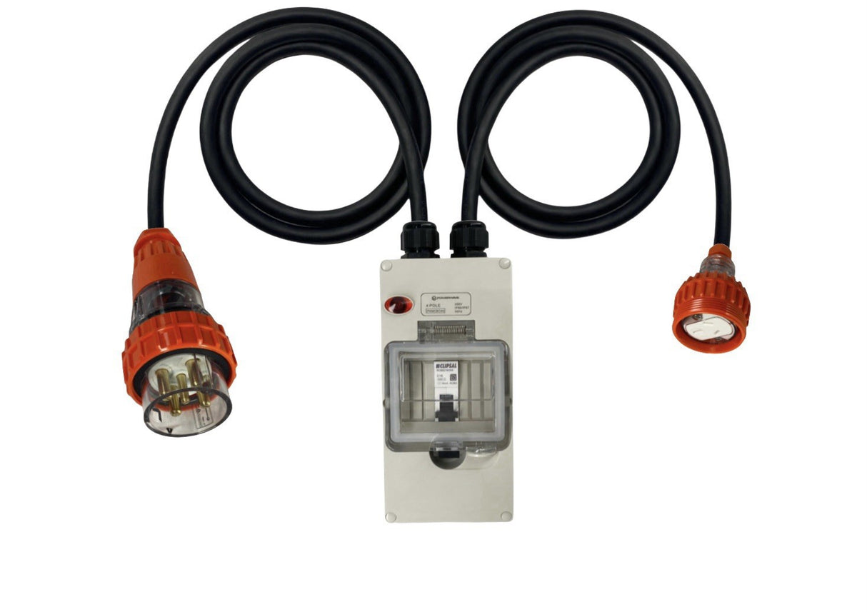 Power Adapter 32 Amp 5 Pin Three Phase to 15 Amp 3 pin Single Phase Socket