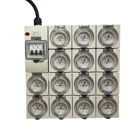 Portable Power board adapter 20 Amp 3 phase 5 pin to 14 x 10A 240v RCBO outlets