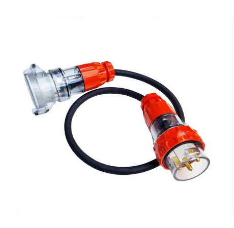 EV Charging 32 Amp 5 Pin 3 Phase Socket to 32 Amp 3 Pin Single Phase Plug