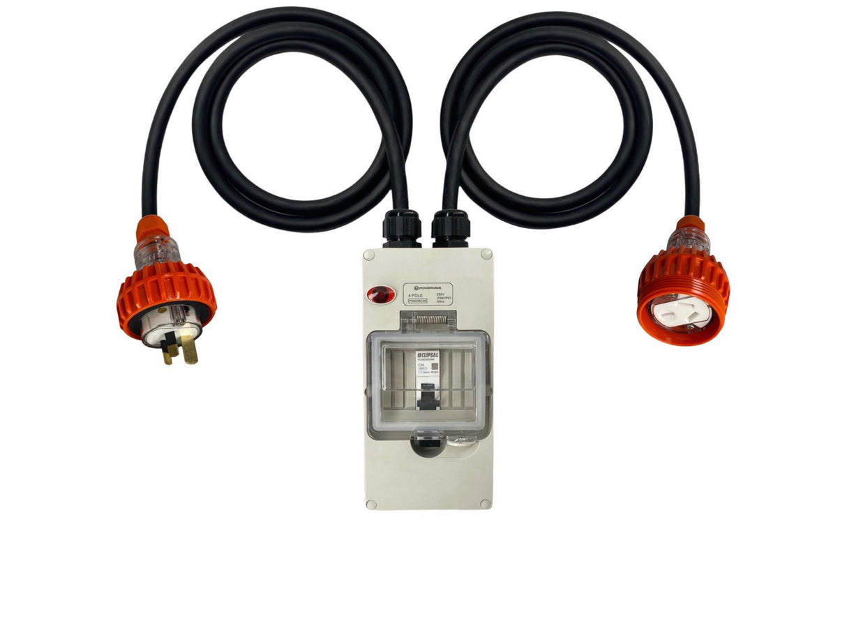 Power Adapter 15 Amp 3 Pin Single Phase - 20 Amp Flat 3 pin Single Phase Socket