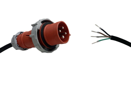 Appliance Lead CEEform 32 Amp 4 Pin Three Phase Plug with Bootlace Pins/or Lugs