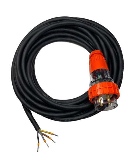 10 Amp 15m appliance Mains Lead, 3 Phase, 4 pin, 415V, 15mt, Plug and H07 Cable