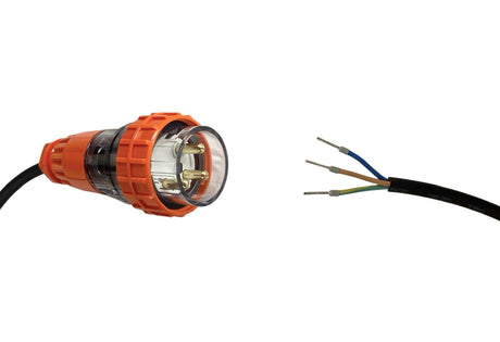 Appliance Lead 32 Amp 3 Pin Round Single Phase Plug with Bootlace Pins/or Lugs