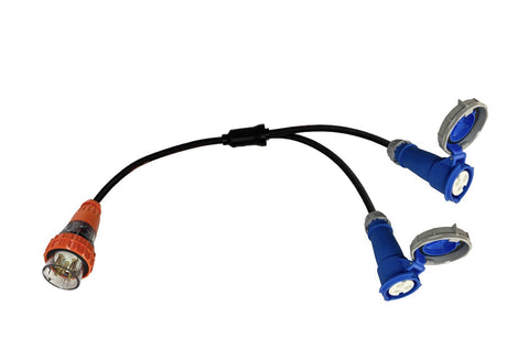 Splitter Lead Adapter 32 Amp 5 Pin to 2 x CEEform 32 Amp 3 Pin Single Phase 240V