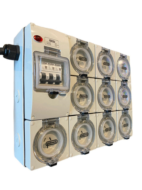 Portable Power board adapter 32 Amp 3 phase 5 pin to 10 x 15A 240v RCBO outlets