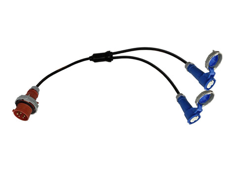 Splitter Lead Adapter CEEform 16 Amp 5 Pin to 2 x CEEform 16 Amp 3 Pin 240V