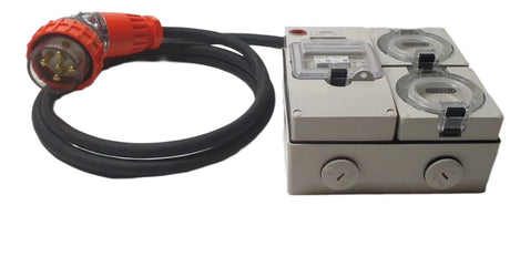 Portable Power board 20 Amp 3 phase 5 pin supply to 2 x 240v 20 Amp RCBO outlets