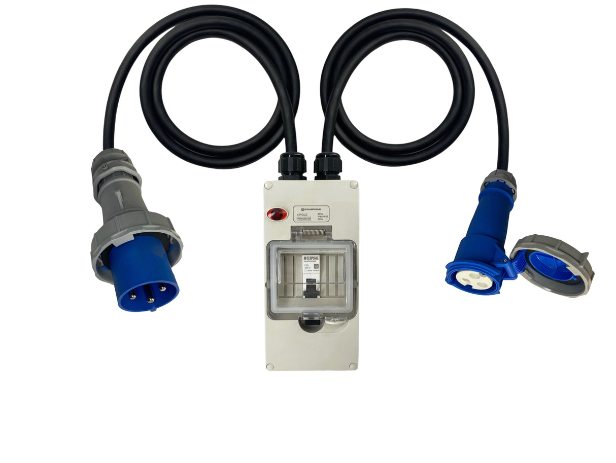 Power Adapter CEEform 63 Amp 3 Pin Single Phase to CEEform 32 Amp 3 pin Socket