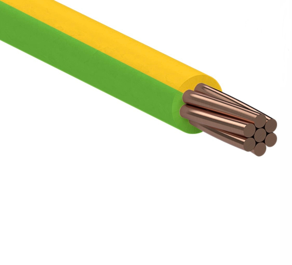1.5mm Building Wire Cable Green & Yellow (Earth) 100 Metre Drum