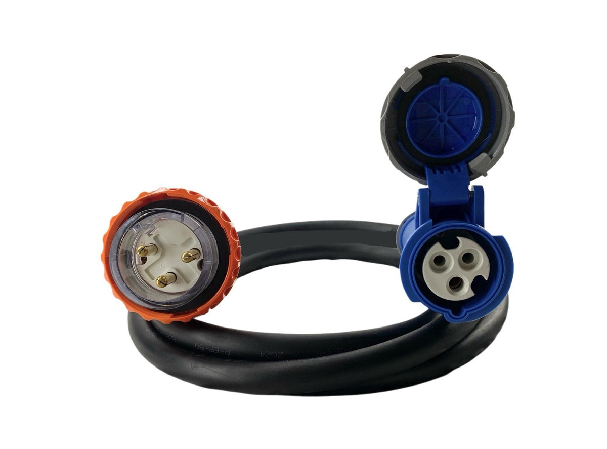 Adapter 20 Amp Round 3 Pin to CEEform 16 Amp 3 pin Single Phase Extens ...