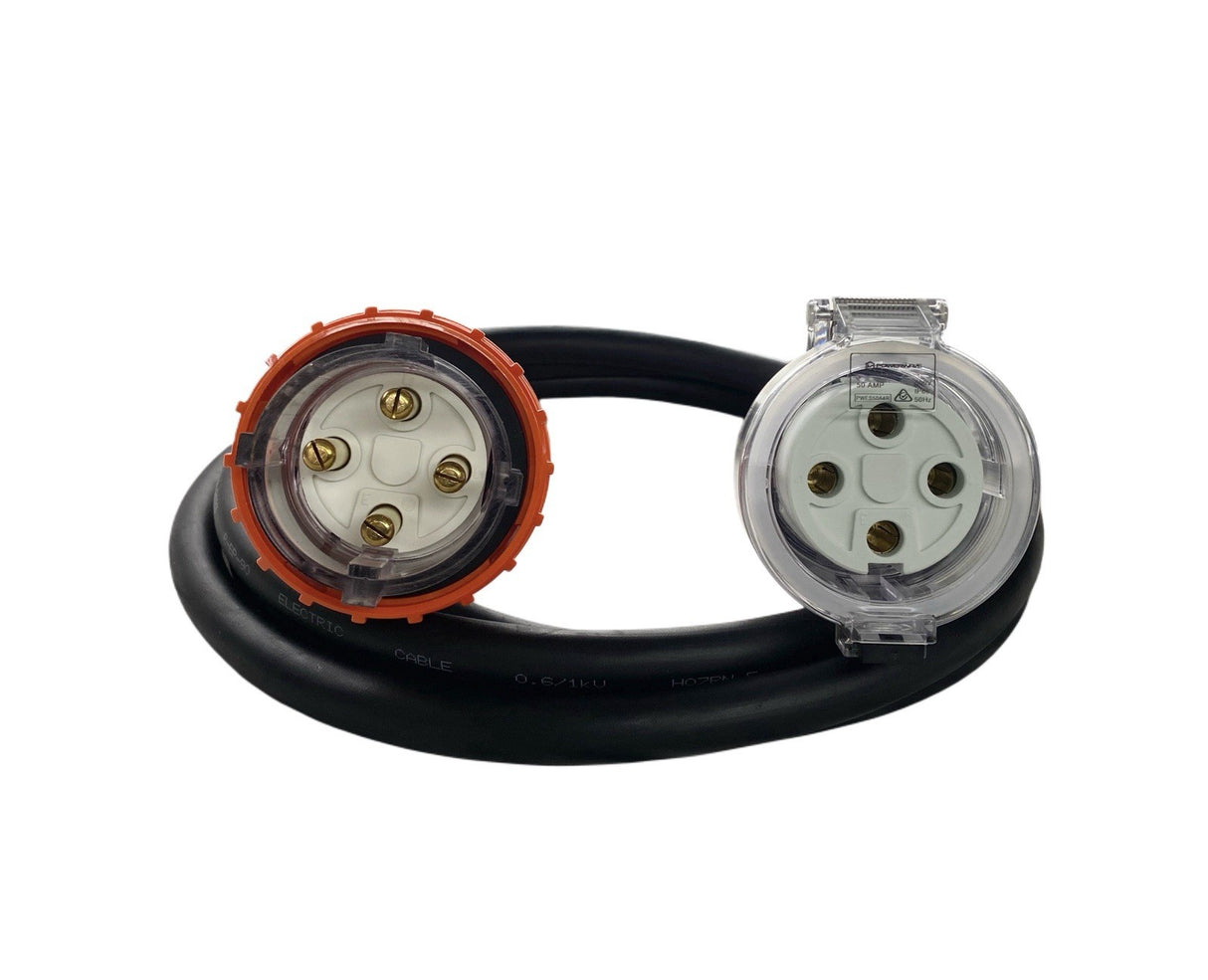 50 Amp 4 Pin Round Three Phase 415V, 10mm² Extension Lead