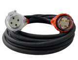 32 Amp 1m Extension Lead, 3 Phase, 4 pin, 415V 32A 4.0mm² 1mt Cable 3Ph