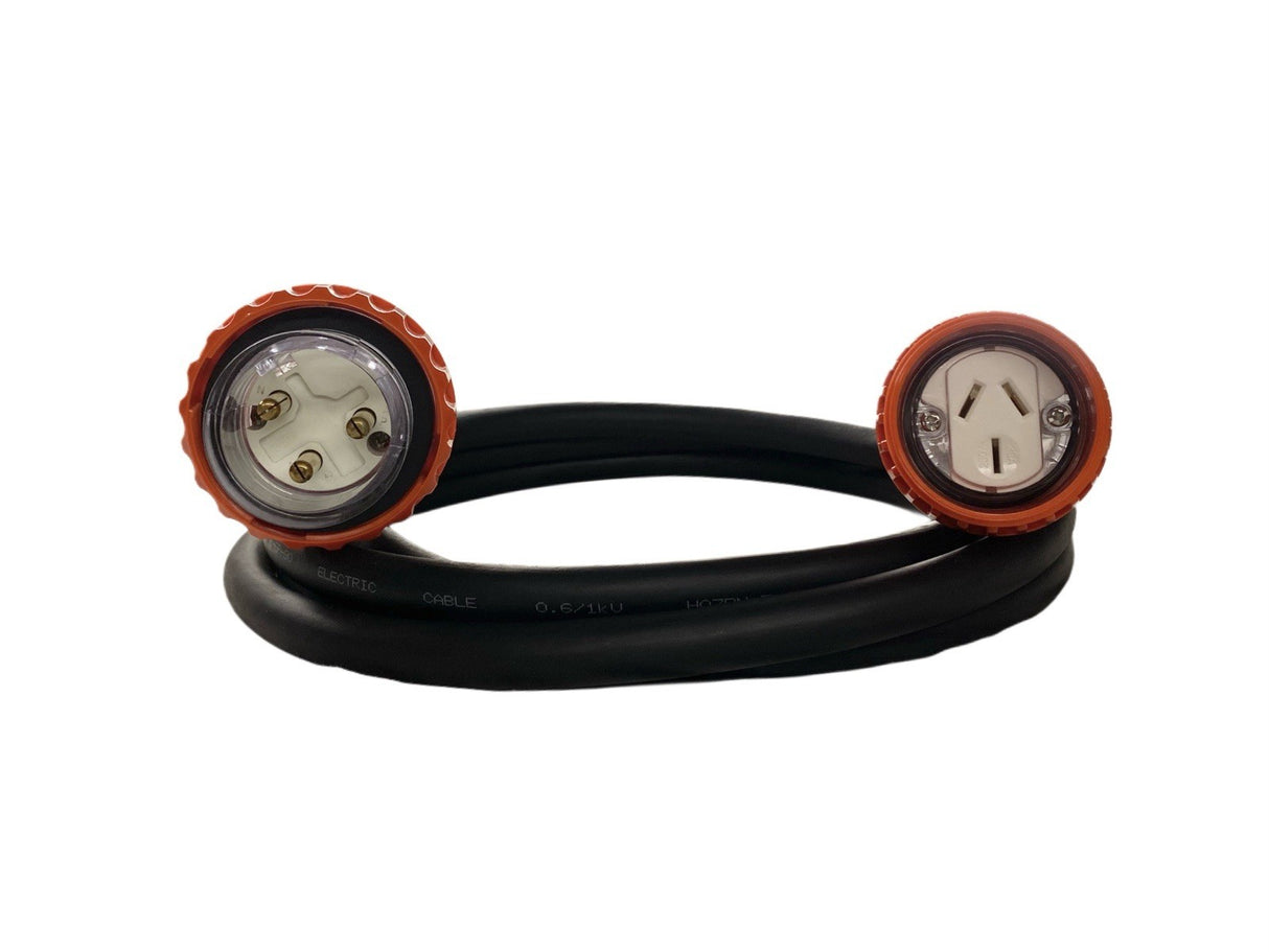 Adapter 20 Amp 3 Pin Round to 20 Amp 3 pin Flat Single Phase Extension Lead