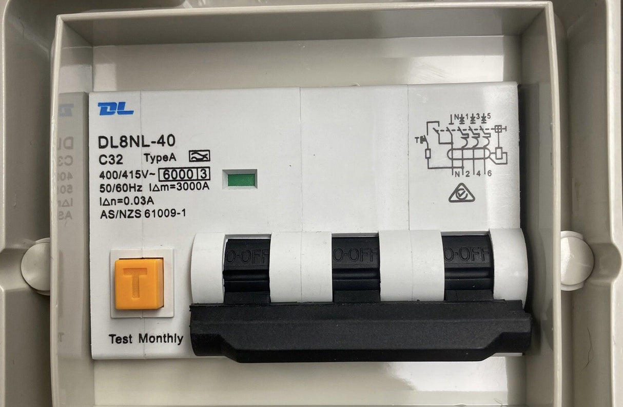 Power Board 5 Pin 32A to 2 x 5 Pin 20A RCBO Protected Outlets