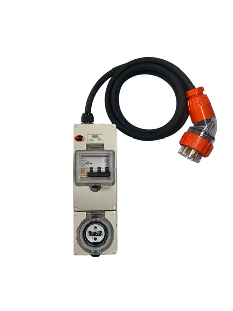 Portable Power board 32 Amp 3 phase 5 pin supply to 20 Amp 5 Pin RCBO outlet