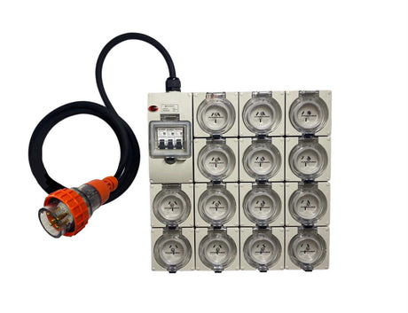 Power Board 20 Amp 5 Pin Three Phase to 14 x 10 Amp 3 pin single phase outlets