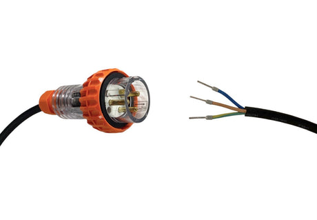 Appliance Lead 20 Amp 3 Pin Round Single Phase Plug with Bootlace Pins/or Lugs