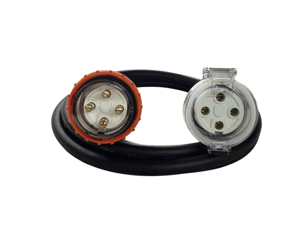 32 Amp 4 Pin Round Three Phase 415V, 10mm² Extension Lead
