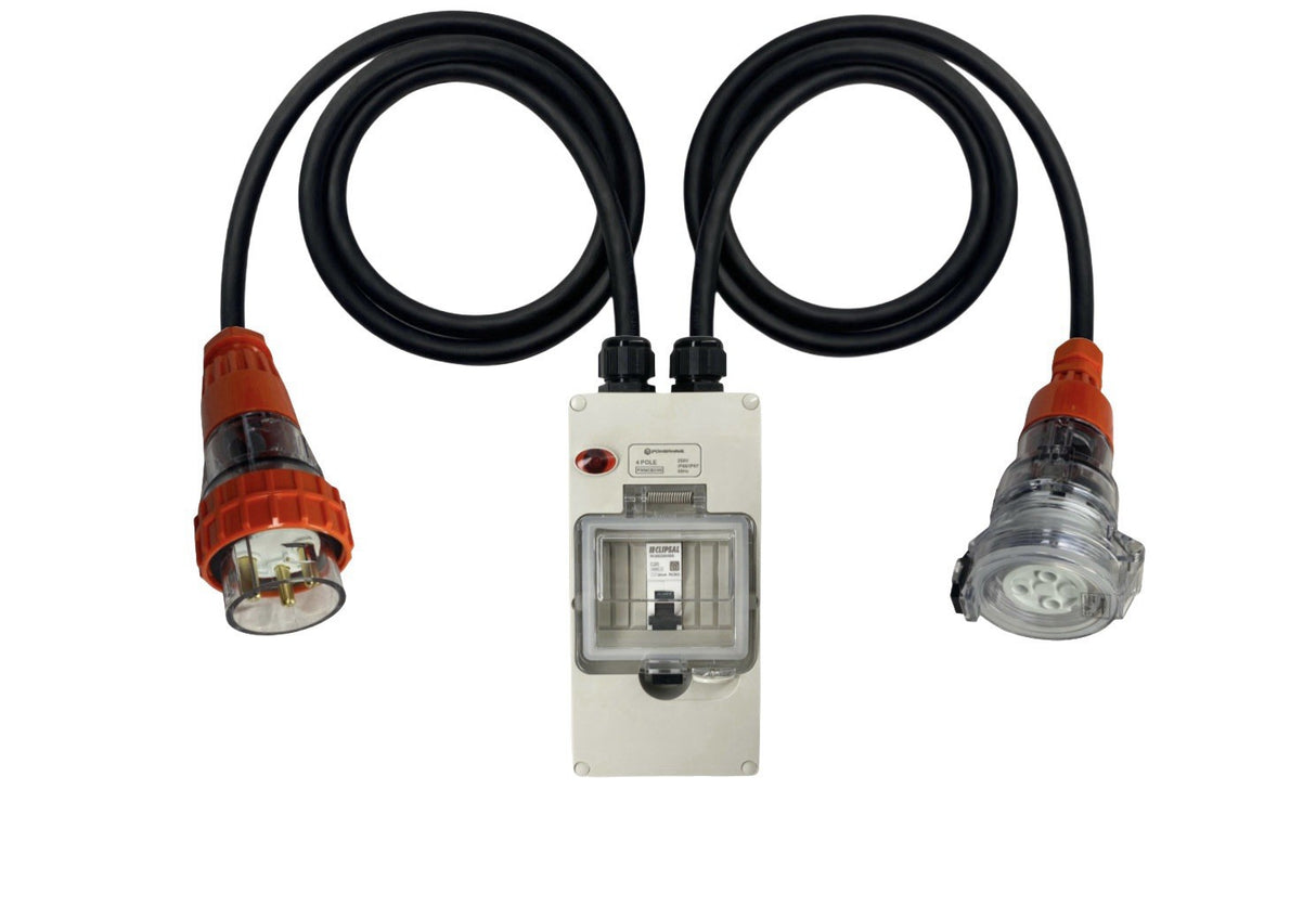 Power Adapter 32 Amp 3 Pin Single Phase - 20 Amp Round 3 pin Single Phase Socket