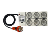 Power Board 32 Amp 5 Pin Three Phase to 6 x 15 Amp 3 pin single Phase outlets