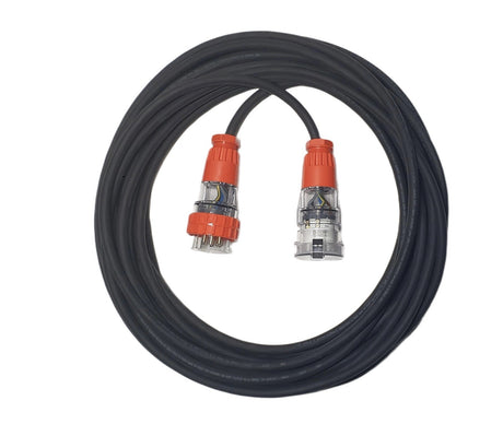 32 Amp 25m Extension Lead, 3 Phase, 5 pin, 415V 32A 25mt Cable 4.0mm² Rubber 3Ph
