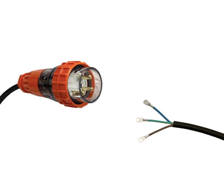 Appliance Lead 32 Amp 3 Pin Round Single Phase Plug with Bootlace Pins/or Lugs