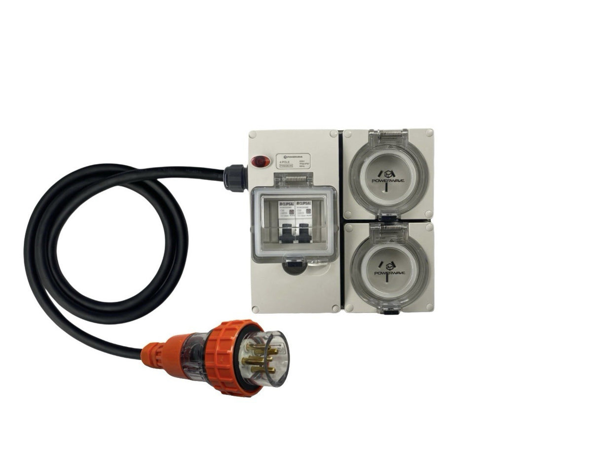 Power Board 20 Amp 5 Pin Three Phase to 2 x 15 Amp 3 pin single Phase outlets