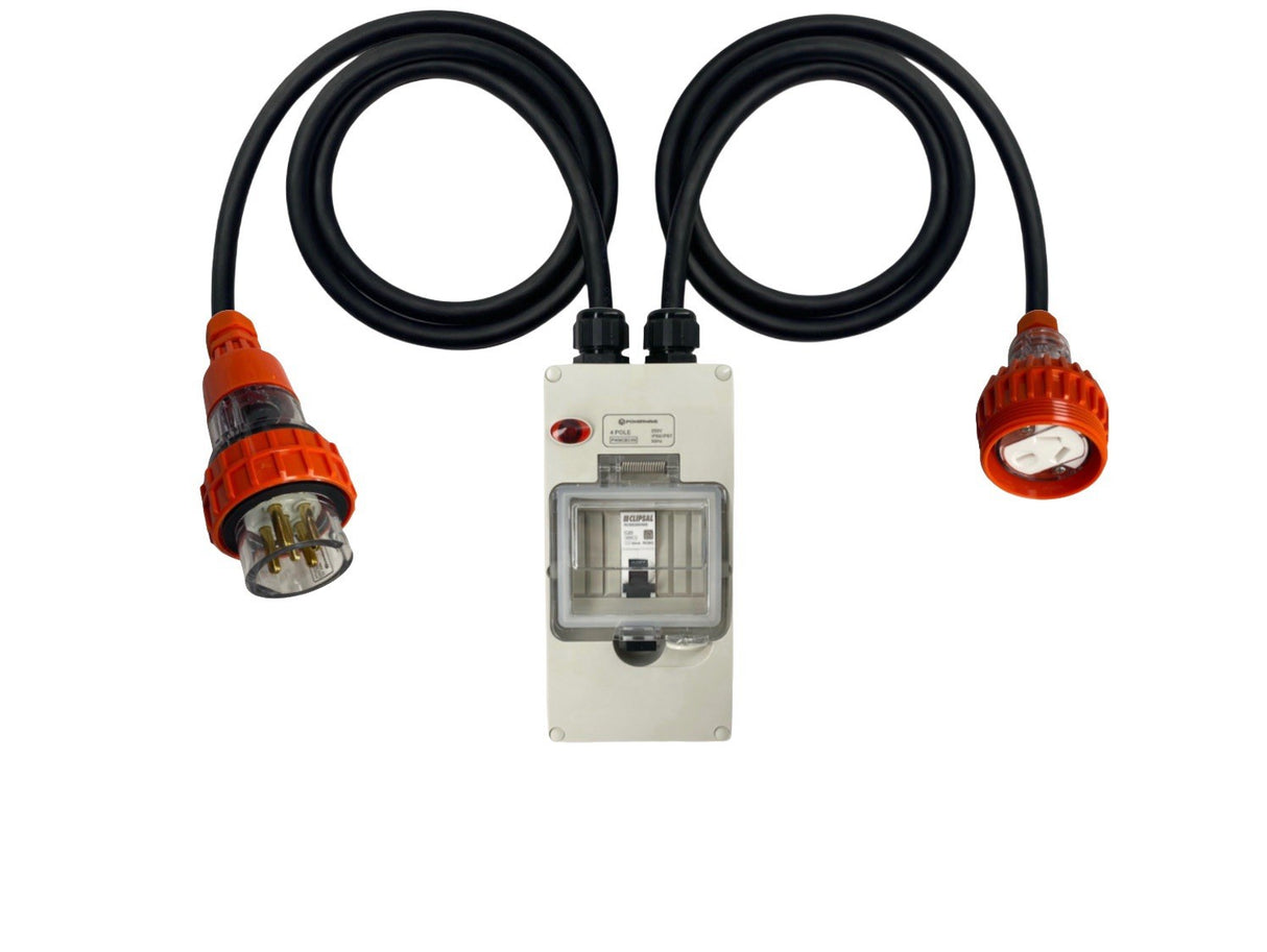 Power Adapter 20 Amp 5 Pin Three Phase to 20 Amp flat 3 pin Single Phase Socket