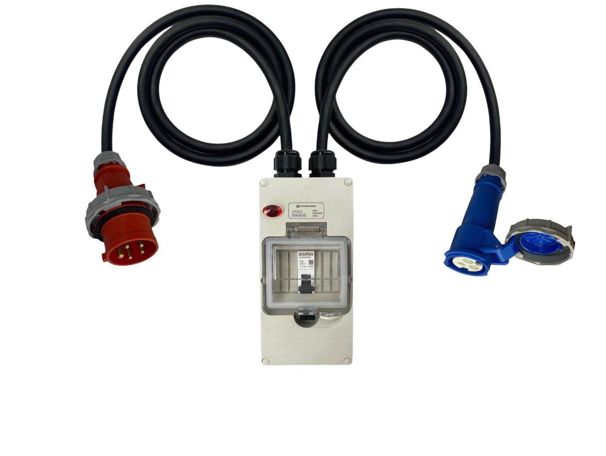 Power Adapter CEEform 16 Amp 5 Pin Three Phase to CEEform 16 Amp 3 pin Socket